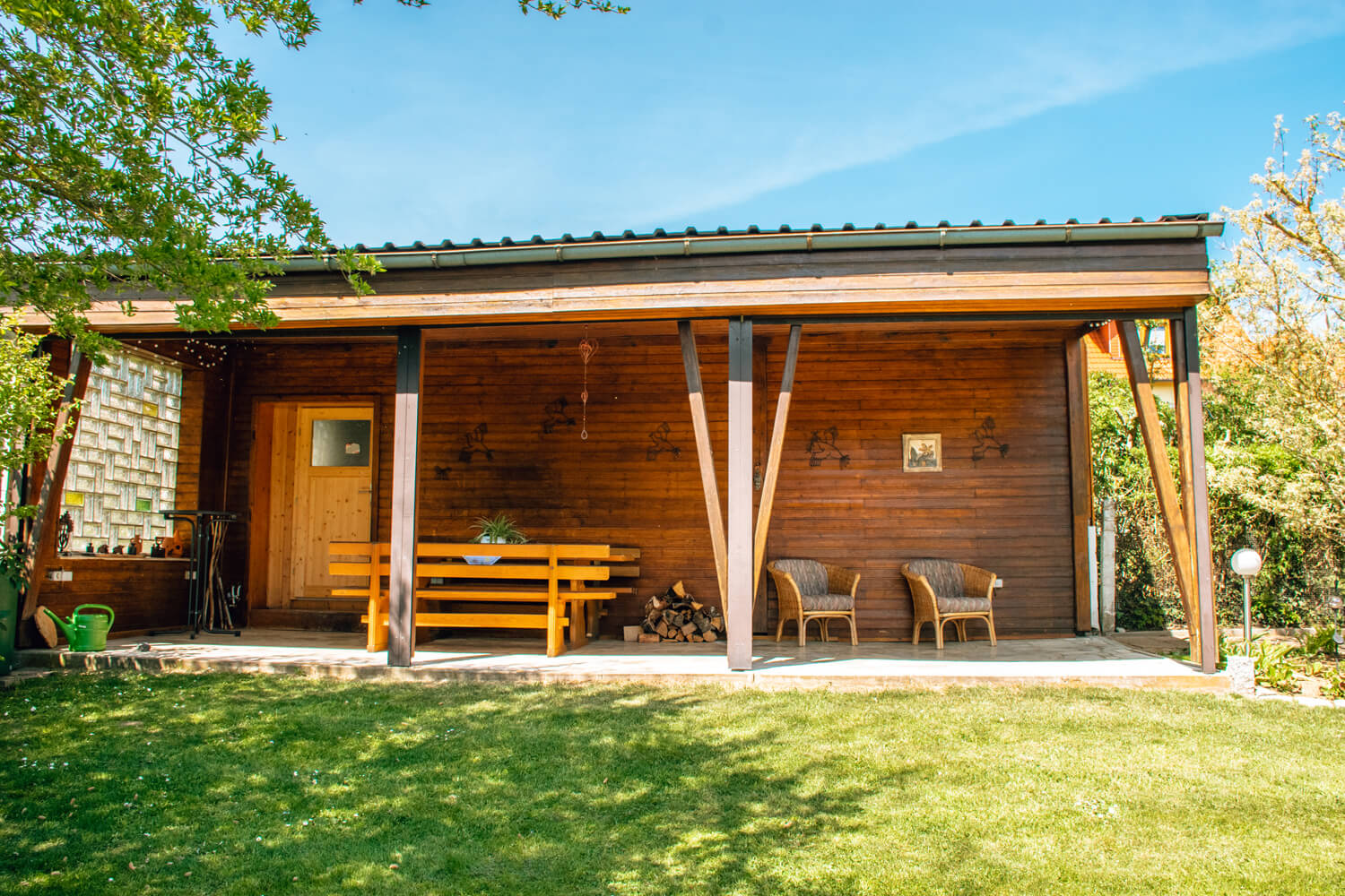 Ferienhaus Füßmann - Freisitz & Zugang Sauna aus dem Garten